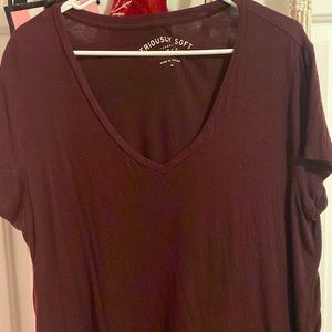 maroon colored soft tee